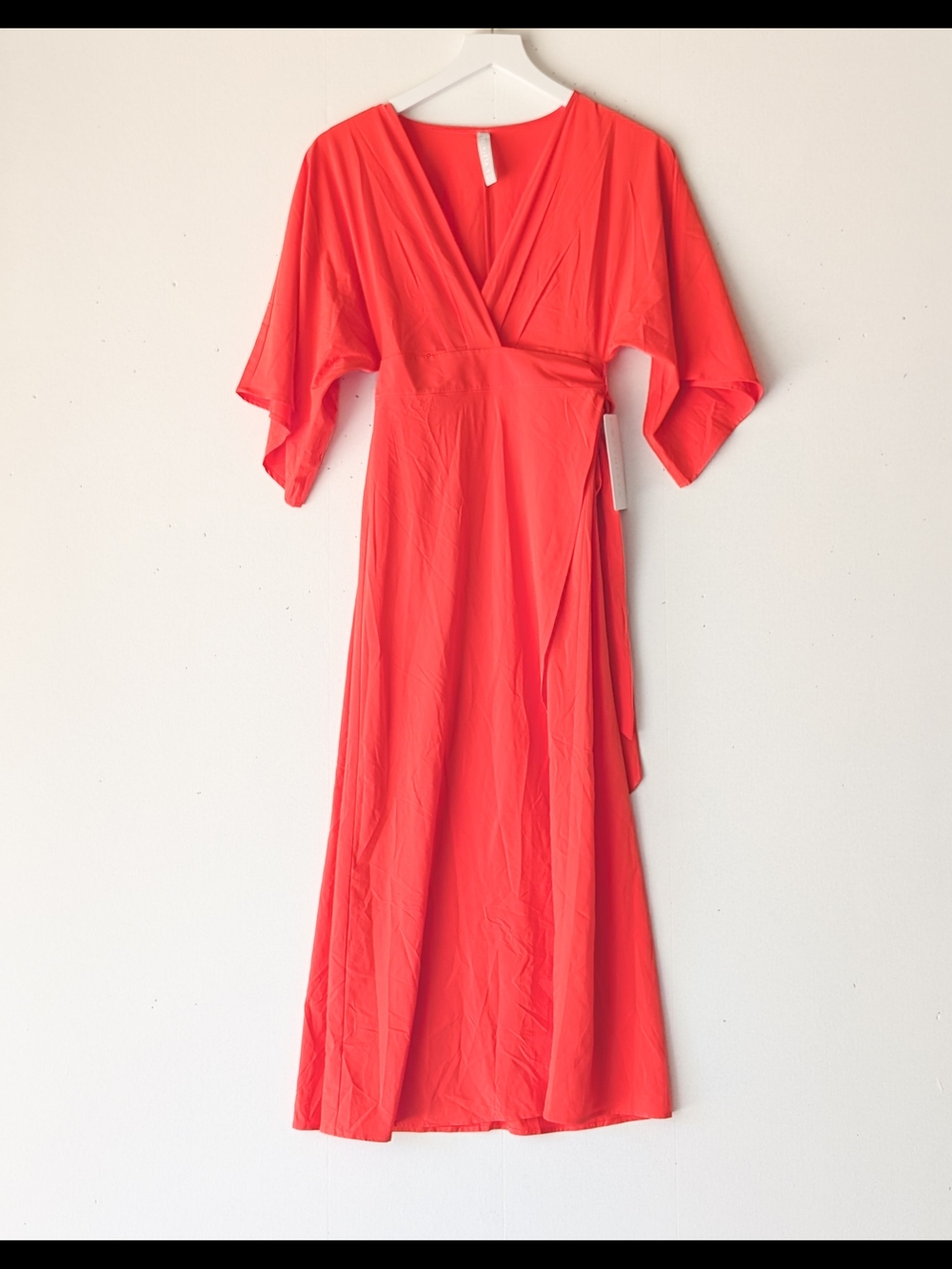Athleta Calistoga Midi Wrap Dress Quick Dry Coverup Kimono Sleeve Red/Orange XS